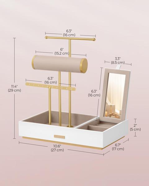 Imagem de Porta-joias SONGMICS em metal branco e dourado UJJS022W01V1