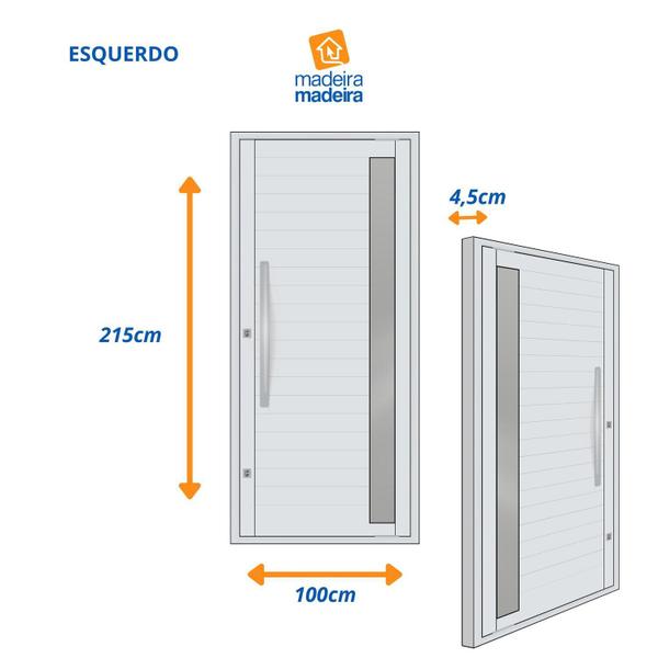 Imagem de Porta Lambri Pivotante de Aluminio 215x100cm com Visor Branco