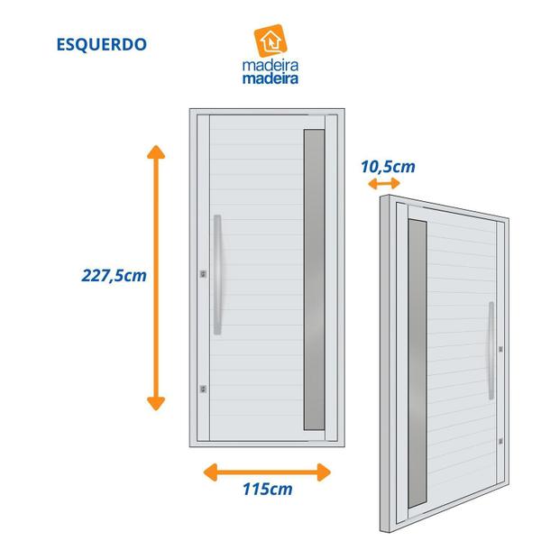 Imagem de Porta Lambri Pivotante de Aluminio 227x115cm com Visor Branco