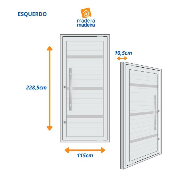 Imagem de Porta Lambri Pivotante de Aluminio 228x115cm com Puxador Reto Preto