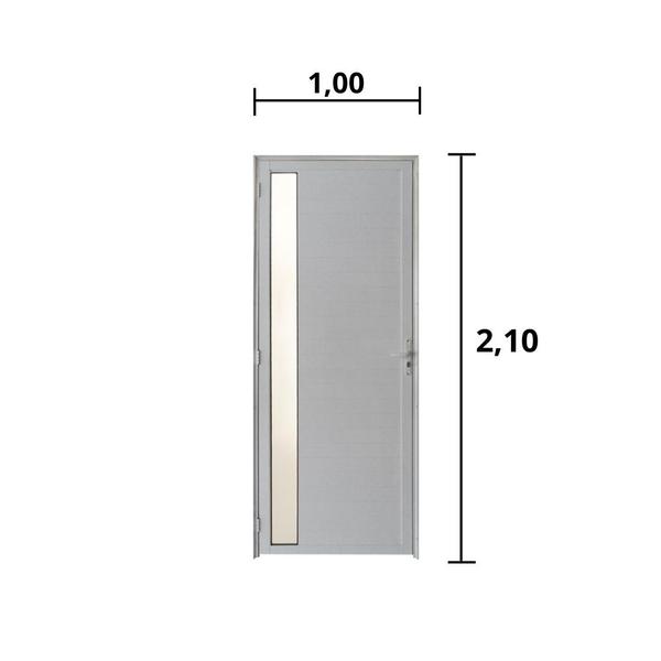 Imagem de Porta Lambril 2,10(A) X 1,00(L) Com Visor e Fechadura Alumínio Branco Lado Esquerdo - Hale