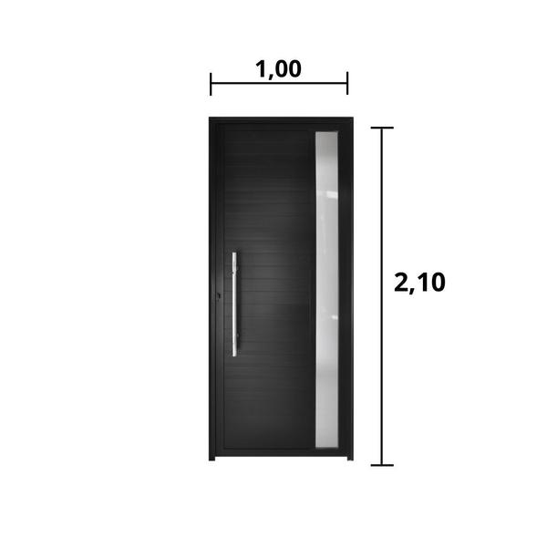 Imagem de Porta Lambril C/ Visor e Puxador Aluminio Preto 2.10 x 1.00 Lado Direito - Hale