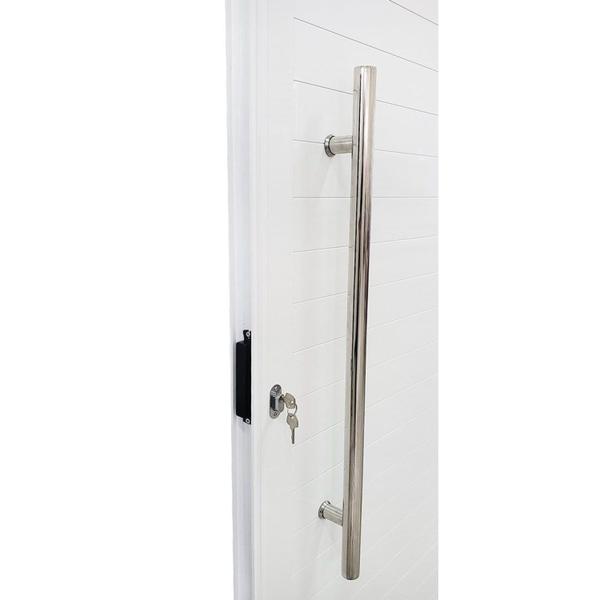 Imagem de Porta Lambril de Alumínio Esquerda 210 x 90cm com Puxador Linha Veneza Esquadrias Bergamo Branco