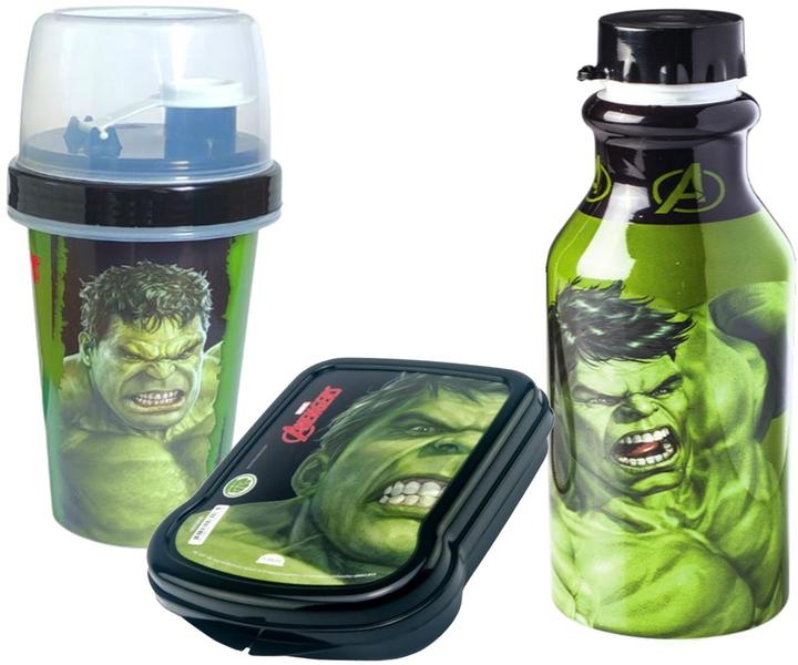 Imagem de Porta lanche Escola Passeio Kit Infantil Hulk C/ Garrafas