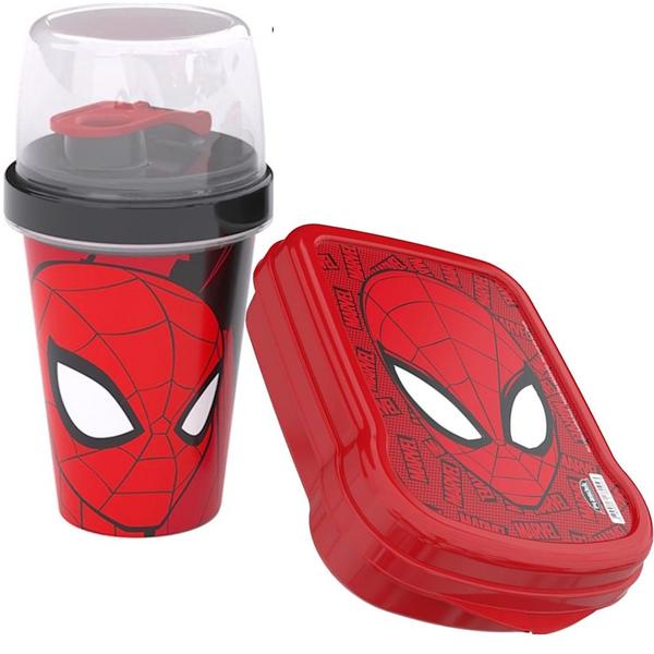 Imagem de Porta lanche Garrafa 320ml Sanduicheira Homem Aranha