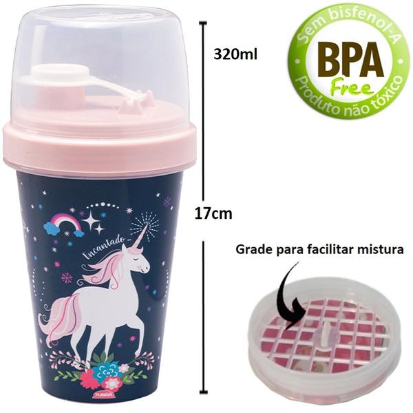 Imagem de Porta Lanche Infantil Conjunto Unicornio 5 Itens Plasutil