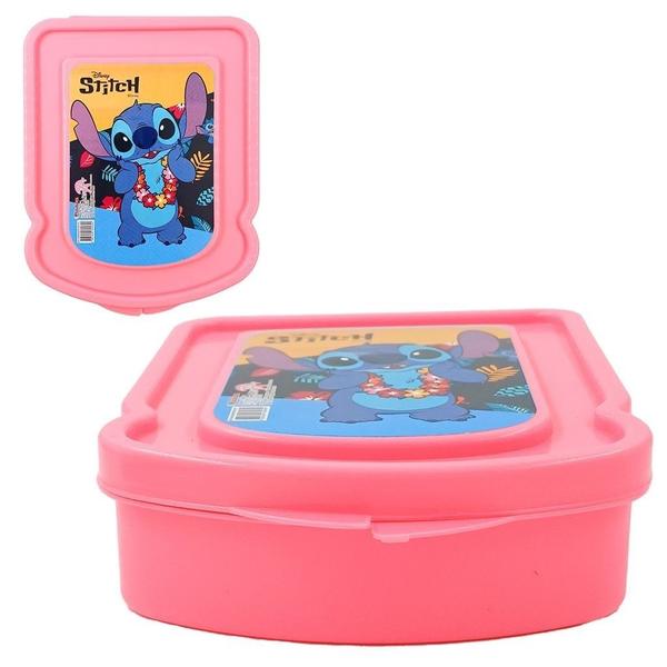 Imagem de Porta Lanche Sanduicheira Stitch Disney Infantil Rosa ou Azul Porta Frios Porta Frutas Pão Merenda- Plasduran