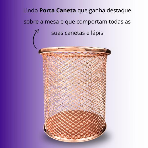 Imagem de Porta lápis e caneta para home office brilhante rose gold