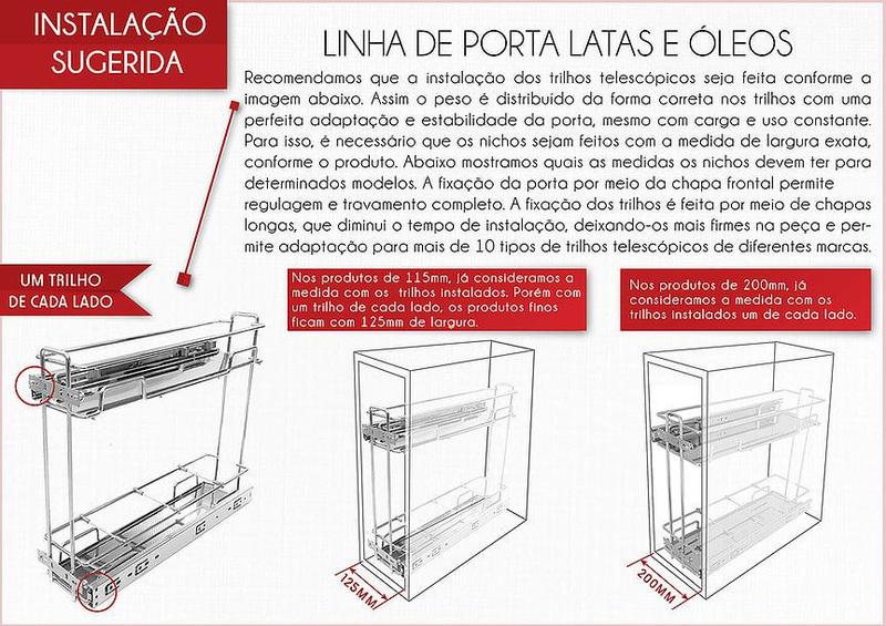 Imagem de Porta Latas Duplo R1 Lateral 125x440x450mm Cromado Jomer