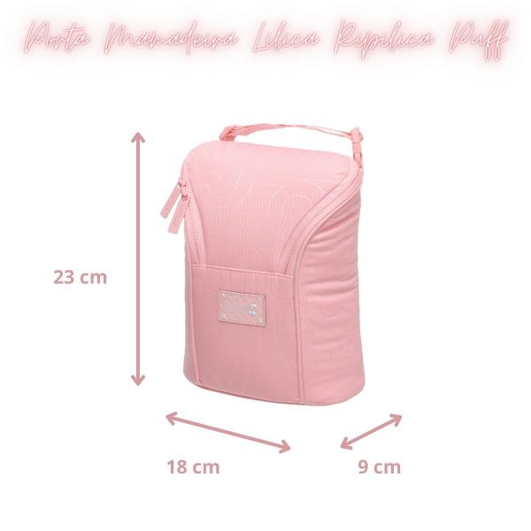 Imagem de Porta Mamadeira Térmico Maternidade Lilica Puff Rosa Bolsa Menina de Luxo Necessaire para Bebê 2 Mamadeiras Infantil