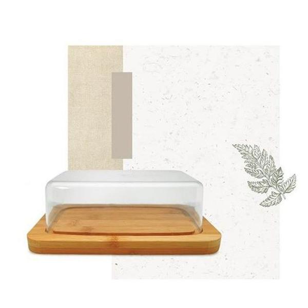 Imagem de Porta Manteiga em Bambu e Acrílico 19cm Manteigueira Yoi