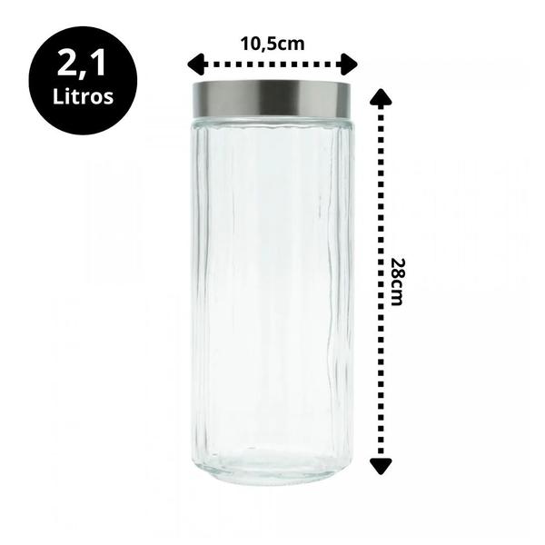 Porta Mantimento de Vidro com Tampa de Aço Inox e Visor de Acrílico Sydney 2,1L - Lyor Imagem de Porta Mantimento de Vidro com Tampa de Aço Inox e Visor de Acrílico Sydney 2,1L - Lyor