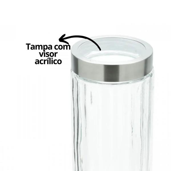 Porta Mantimento de Vidro com Tampa de Aço Inox e Visor de Acrílico Sydney 2,1L - Lyor Imagem de Porta Mantimento de Vidro com Tampa de Aço Inox e Visor de Acrílico Sydney 2,1L - Lyor