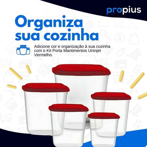 Imagem de Porta Mantimento Vermelho Vedação Feijão Arroz Café Açúcar Farinha Tempero Organizador Fechamento