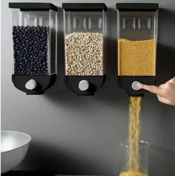 Imagem de Porta Mantimentos Dispenser 1kg Grãos Pote Organizador Cereal Alimento Parede