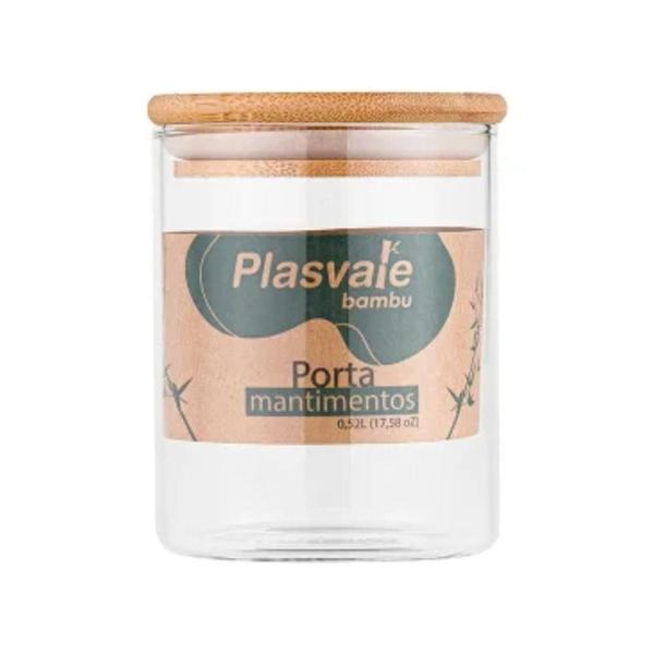 Imagem de Porta Mantimentos Plasvale Hermético Vidro 520ml Bambu