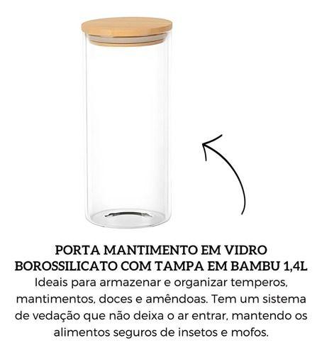 Imagem de Porta Mantimentos Vidro/tampa Empilhável Bambu 1,4l- Dynasty