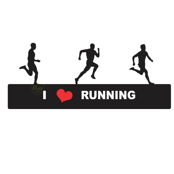 Imagem de Porta Medalhas Esportivo CORRIDA MASCULINO I LOVE RUNNING em MDF Preto 