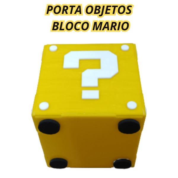 Imagem de Porta Objetos Cubo Mario Amarelo E Branco Geek Gamers