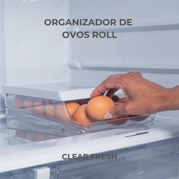 Imagem de Porta Organizador de Ovos Roll Clear Fresh 21 Unid Branco