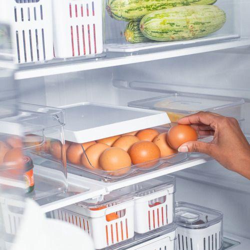 Porta Organizador De Ovos Roll Clear Fresh 21 Unid Branco - Ou Imagem de Porta Organizador De Ovos Roll Clear Fresh 21 Unid Branco