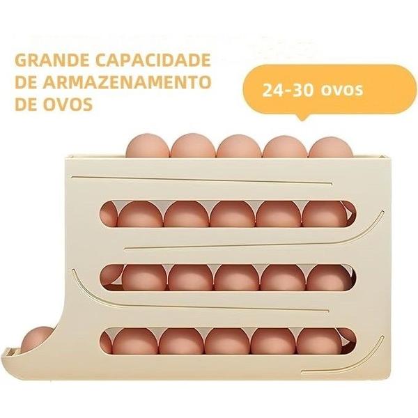 Imagem de Porta Ovos Dispenser 4 Andares Rolante 24-30 Ovos Organizador Bandeja De Geladeira