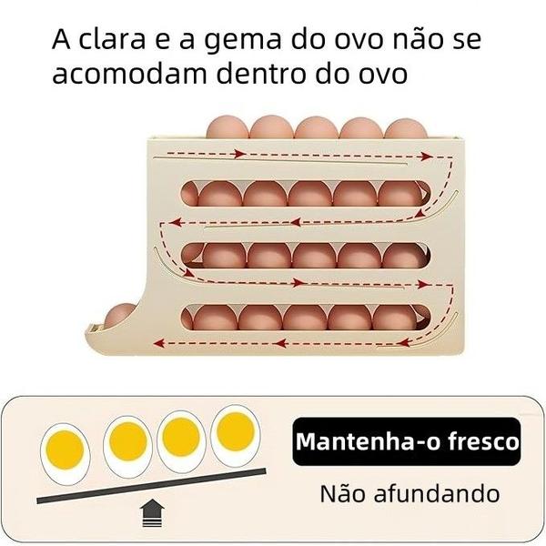 Imagem de Porta Ovos Dispenser 4 Andares Rolante 24-30 Ovos Organizador Bandeja De Geladeira