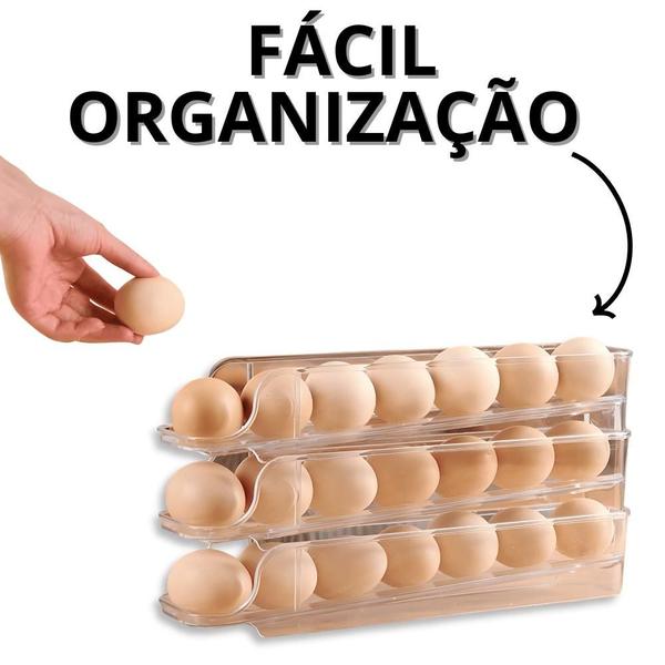 Imagem de Porta Ovos Geladeira Organizador De Ovo De Cozinha Organizado Acrílico 3 Andares Acessórios De Casa