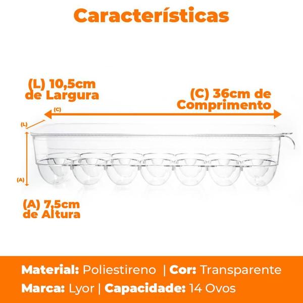 Imagem de Porta Ovos Organizador de Geladeira com Tampa My Box 14 unidades 2 peças - Lyor