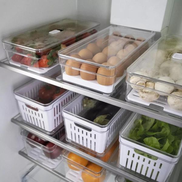 Porta Ovos Organizador De Geladeira + Organizador Legumes - OU Imagem de Porta Ovos Organizador De Geladeira + Organizador Legumes