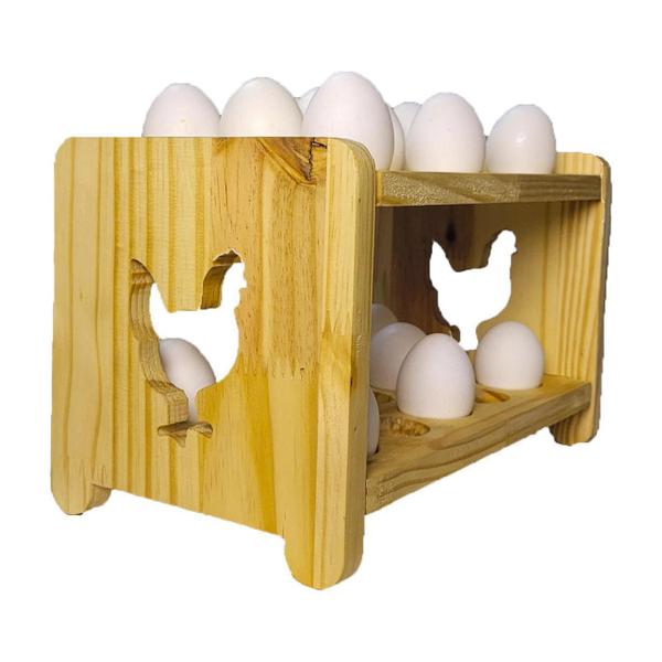 Porta Ovos Para 30 Unidades - Galinha Reto - Senhora Madeira Imagem de Porta Ovos Para 30 Unidades - Galinha Reto