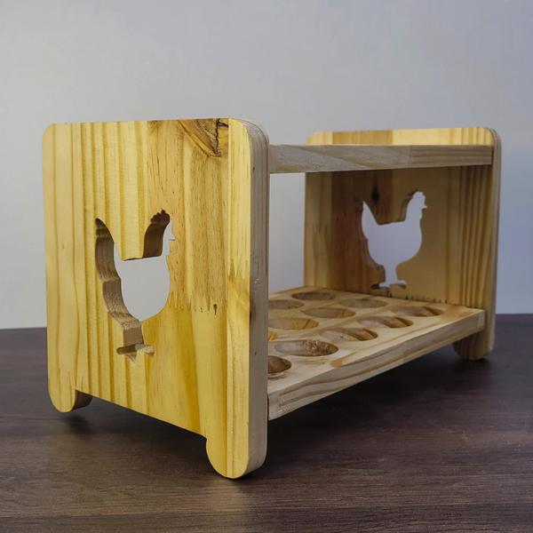 Porta Ovos Para 30 Unidades - Galinha Reto - Senhora Madeira Imagem de Porta Ovos Para 30 Unidades - Galinha Reto