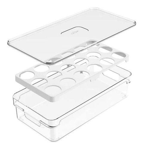 Porta Ovos Para Geladeira Com Tampa Empilhavel - 18 Ovos - Ou Imagem de Porta Ovos Para Geladeira Com Tampa Empilhavel - 18 Ovos