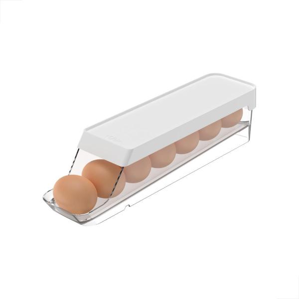 Porta Ovos Plástico PS Branco - 7 Ovos - 33x8x7.5cm - OU Imagem de Porta Ovos Plástico PS Branco - 7 Ovos - 33x8x7.5cm