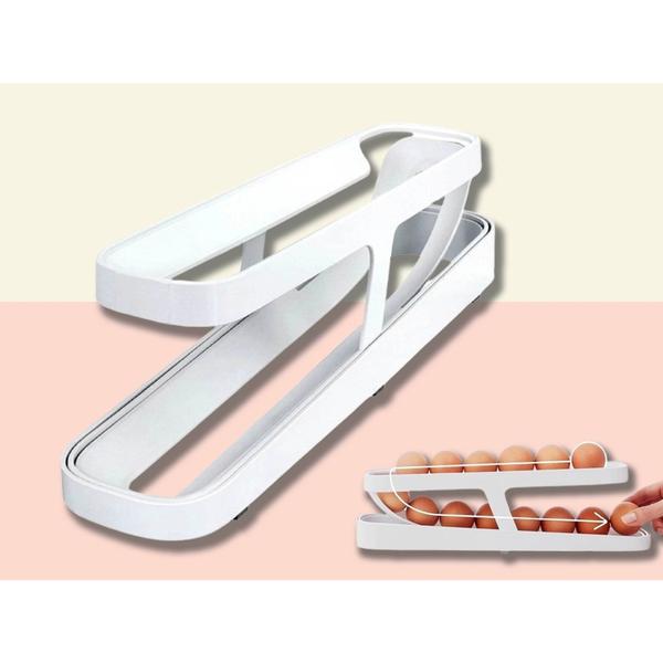 Porta Ovos Suporte 2 Andares Rolante Para 15 Ovos Dispenser Armazena e organizador de Geladeira - 24,90 Imagem de Porta Ovos Suporte 2 Andares Rolante Para 15 Ovos Dispenser Armazena e organizador de Geladeira