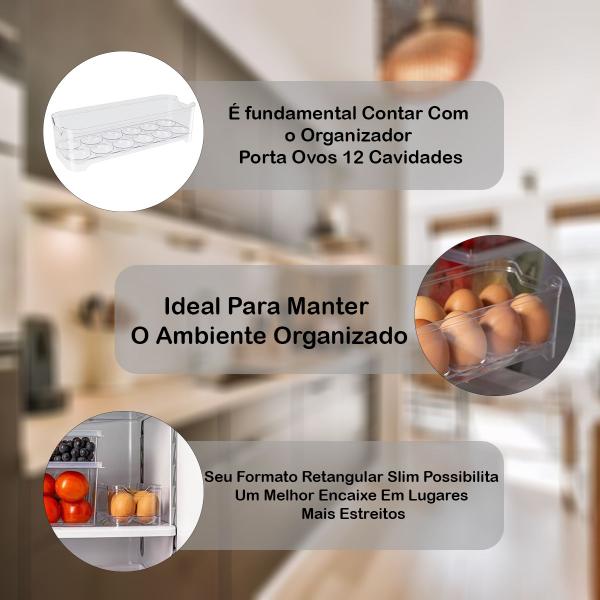 Imagem de Porta Ovos Transparente Organizador Para Cozinha Elegante Multiuso