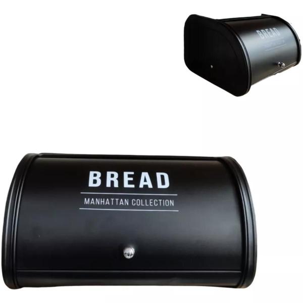 Imagem de Porta Pães Black Manhattan Bread Aço Preto Forma Caseiro