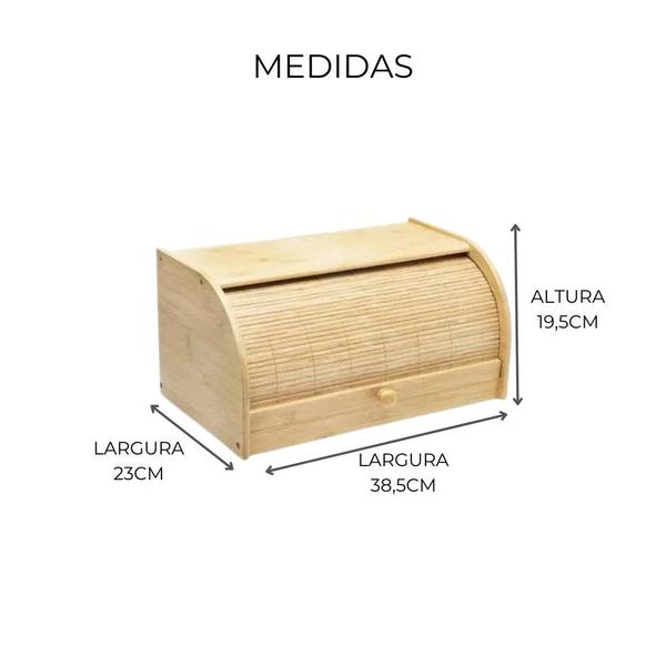 Imagem de Porta Pães Com Tampa Retrátil Bambu Mimo Style