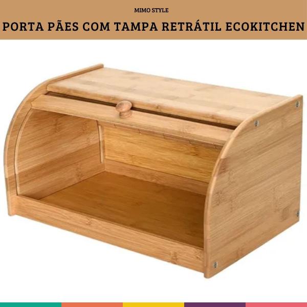 Imagem de Porta Pães Com Tampa Retrátil De Bambu Ecokitchen Mimo Style