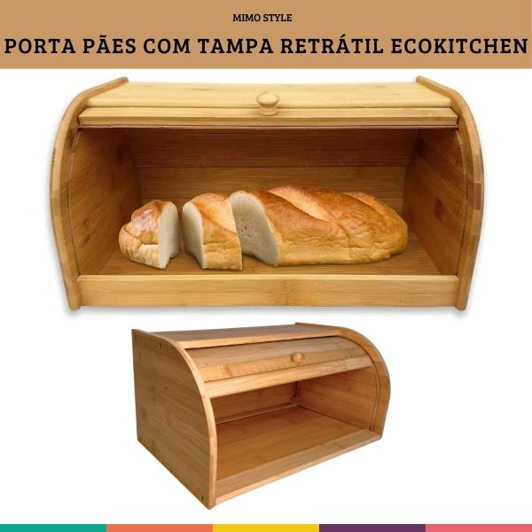 Imagem de Porta Pães Com Tampa Retrátil De Bambu Ecokitchen Mimo Style