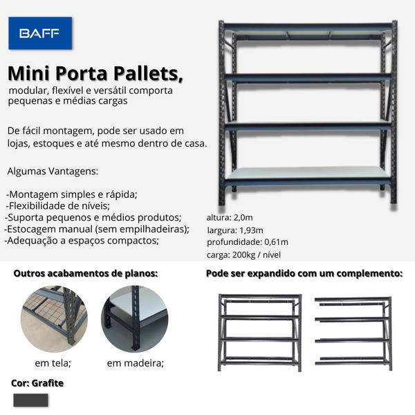 Imagem de Porta Pallet Paletes 3 Níveis com plano de Madeira 200x180x61 Direto Da Fabrica Preto