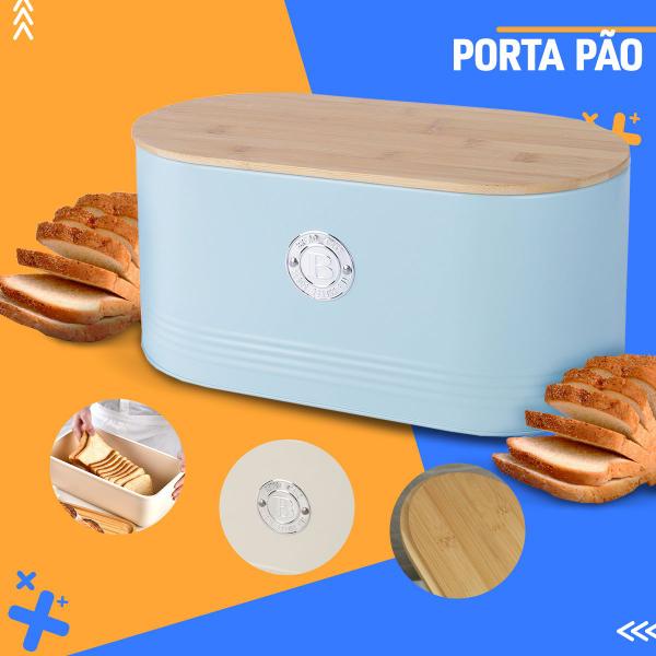 Imagem de Porta Pão -caixa Pão -armário Vintage -lancheira Metal Azul