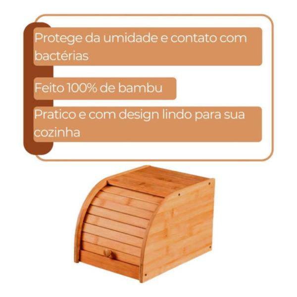 Imagem de Porta Pão Em Bambu Com Porta Basculante Pequeno Retrátil