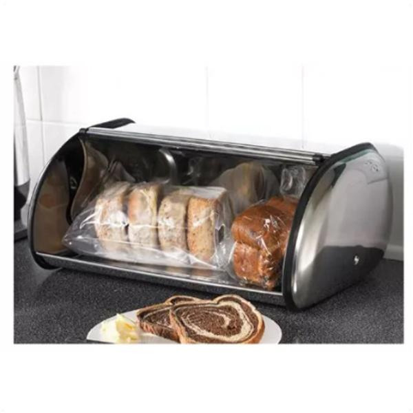 Imagem de Porta Pão Inox Line Organizador P/ Pães e Biscoitos 35x24cm