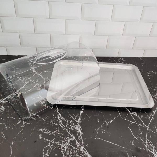 Porta Pão Versátile 2 Peças Inox Tampa Acrílico Porta Forma de Queijo Zanella Imagem de Porta Pão Versátile 2 Peças Inox Tampa Acrílico Porta Forma de Queijo Zanella