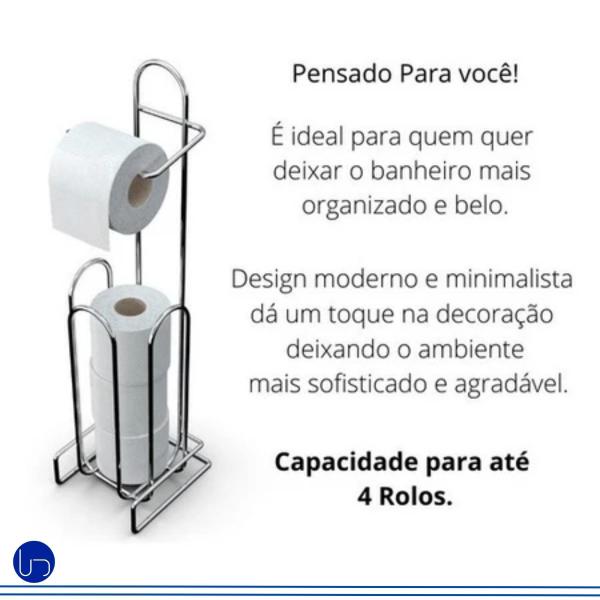 Imagem de Porta Papel Higiênico 4 Rolos Suporte Luxo Pintura Eletrostática Resistente Design Moderno Banheiro