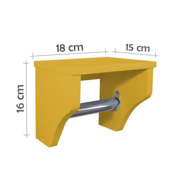 Imagem de Porta Papel Higiênico Acessório para Banheiro Papeleira Suporte de Parede Amarelo Laca