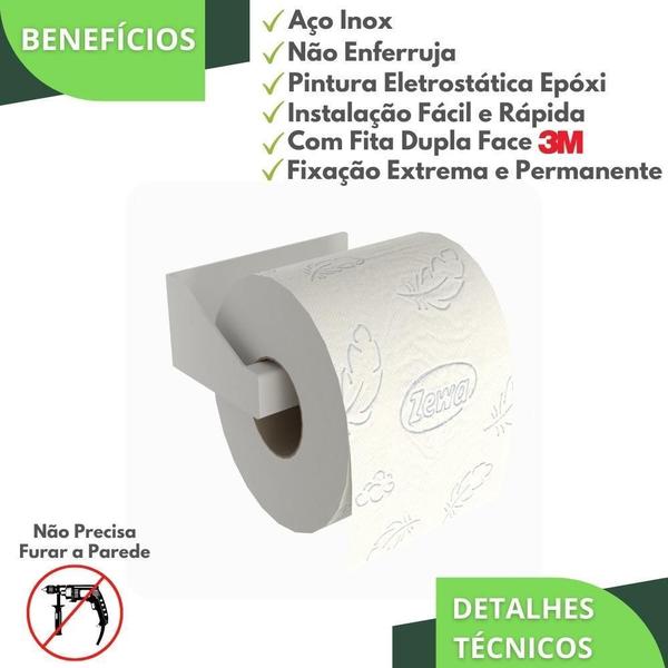 Imagem de Porta Papel Higiênico Adesivo Colar Na Parede Branco Df