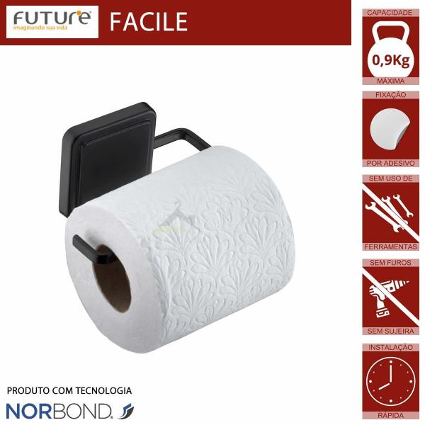 Imagem de Porta Papel Higiênico Adesivo Norbond Future Preto Fosco