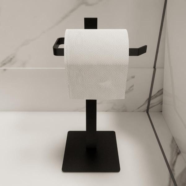 Porta Papel Higiênico Chão Papeleira Banheiro Lavabo Preto - Big House Shop Imagem de Porta Papel Higiênico Chão Papeleira Banheiro Lavabo Preto